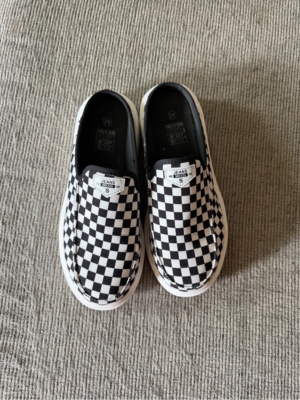 Checkerboard Slip-On Flats in Black & White - Women's Casual Loafers
